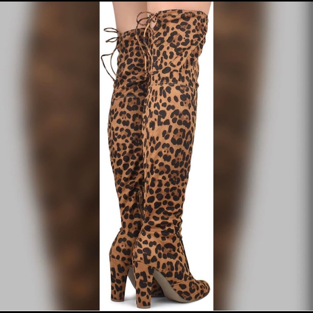 Amala Cheetah Thigh High Over The Knee Boots